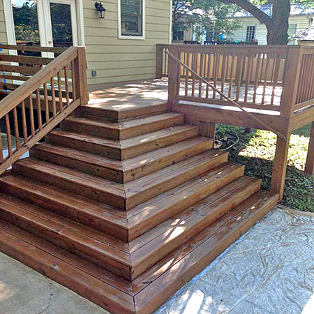 Professionaly stained pine deck 