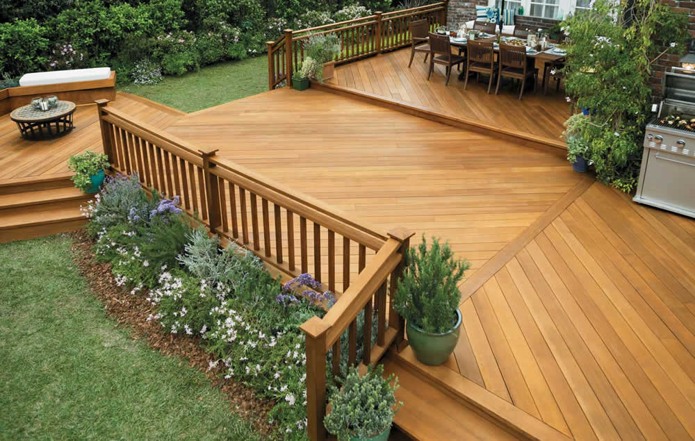 Wood deck cleaning and staining