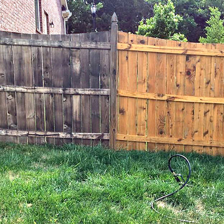 Fence cleaning before and after