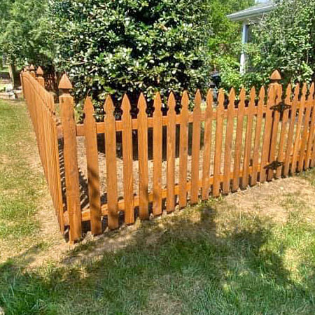 Picket fence staining